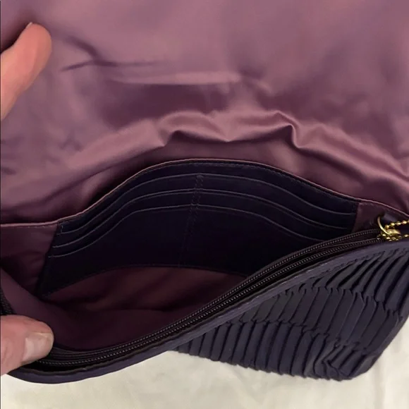 Coach Madison Gathered Dark Purple Pleated Clutch - Picture 5 of 10